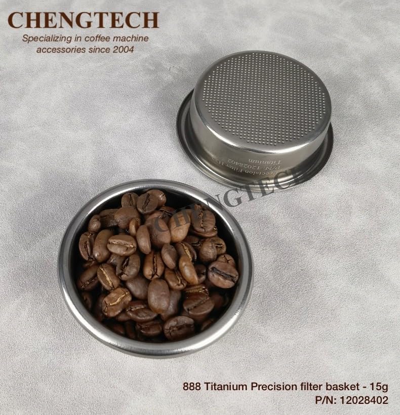 Chengtech 58mm 15g 888Ti Titanium Espresso Filter Basket – Precision 888 Holes, Straight-Walled Flat Bottom, Ridgeless Design for Consistent Extraction - Image 2